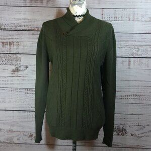 Nitagut rolled collar v neck long sleeve knit sweater